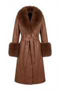 Regal Dawn Brown Leather Coat
