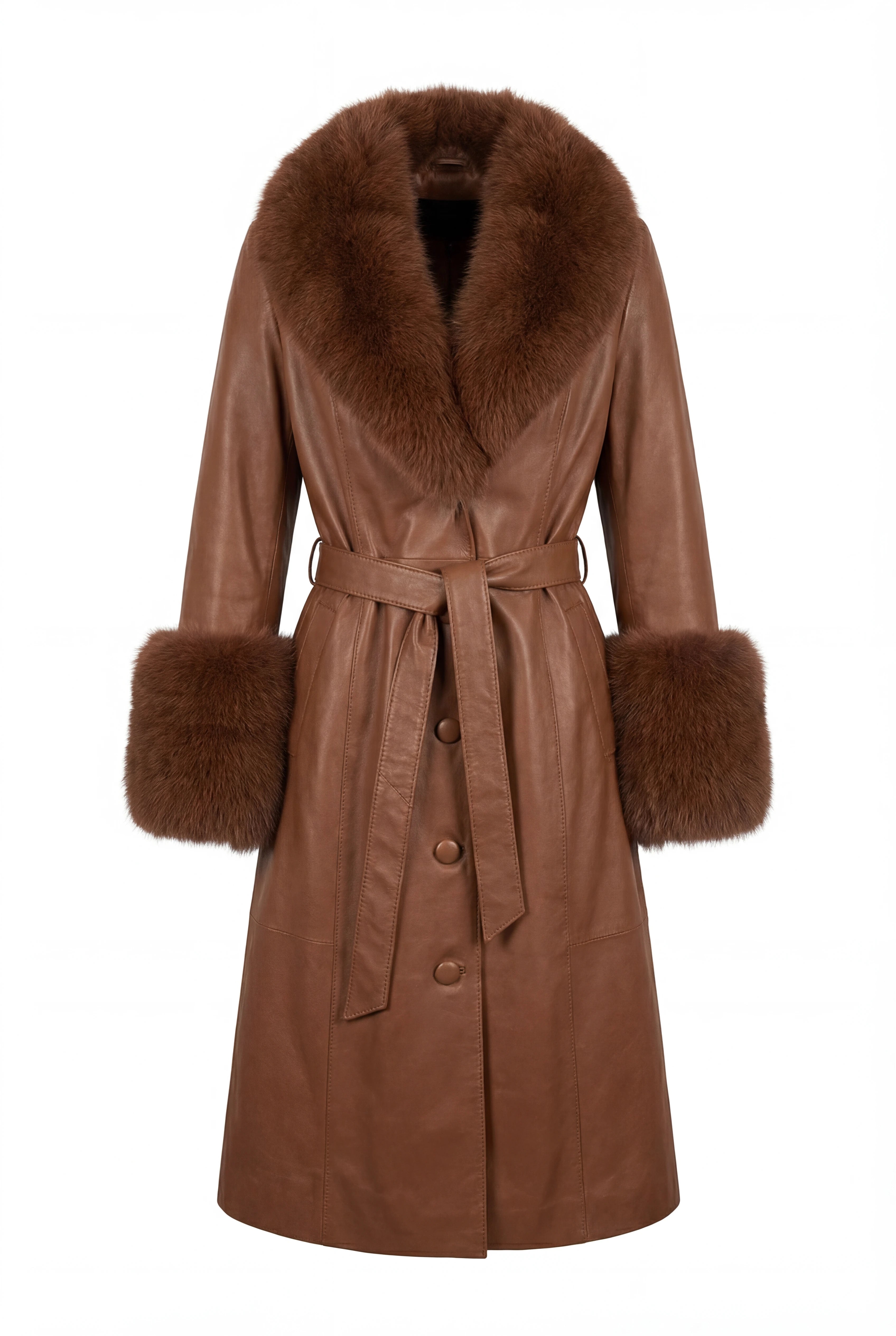 Regal Dawn Brown Leather Coat