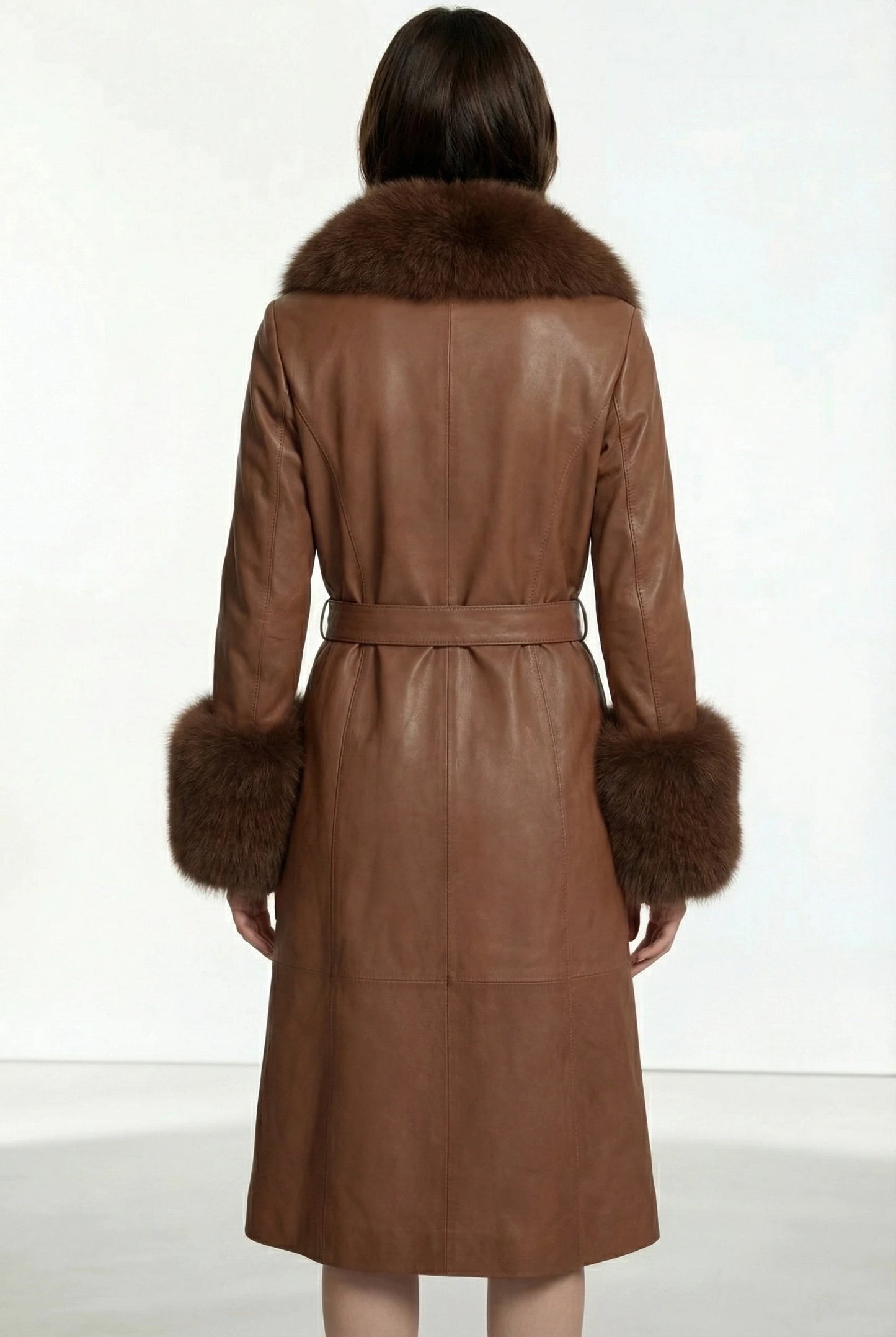Regal Dawn Brown Leather Coat