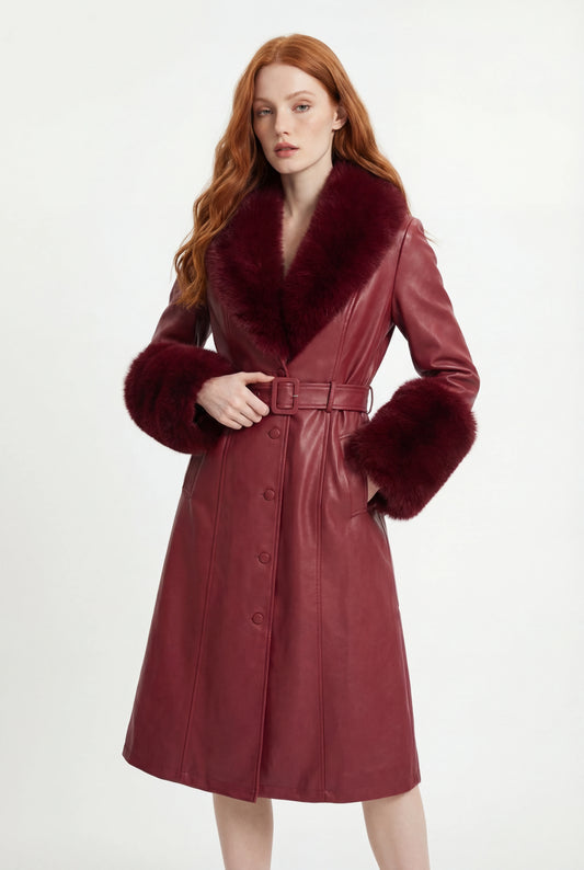Midnight Sovereign Leather Garnet Coat